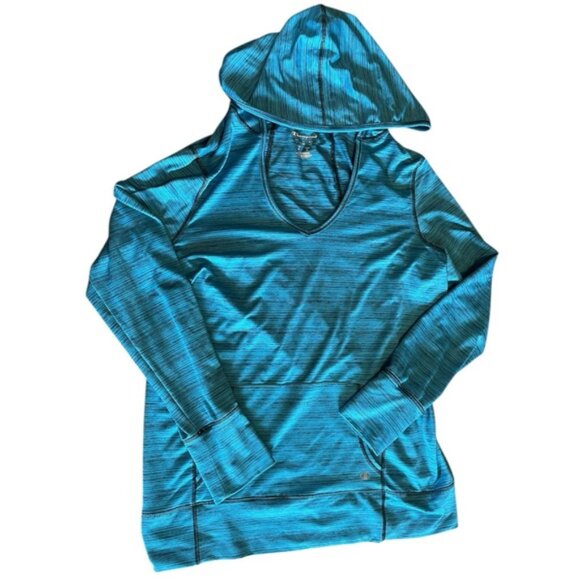 Champion Large Hoodie Long Sleeve Shirt Blue Stretchy Comfy Casual Workout Run L - Picture 6 of 9